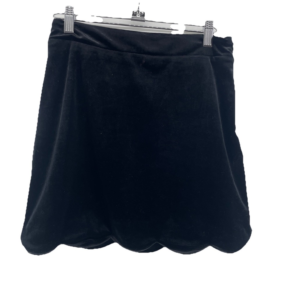 Womens Small Black Velvet Mini Skirt Scalloped Hem Romantic Dark Fairy Feminine